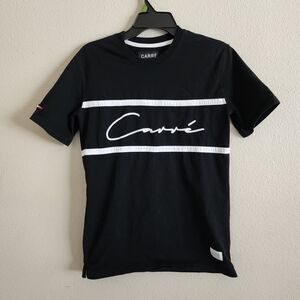 CARRÉ Paris Script Stripe Classique Short Sleeve Tee Black Small EUC